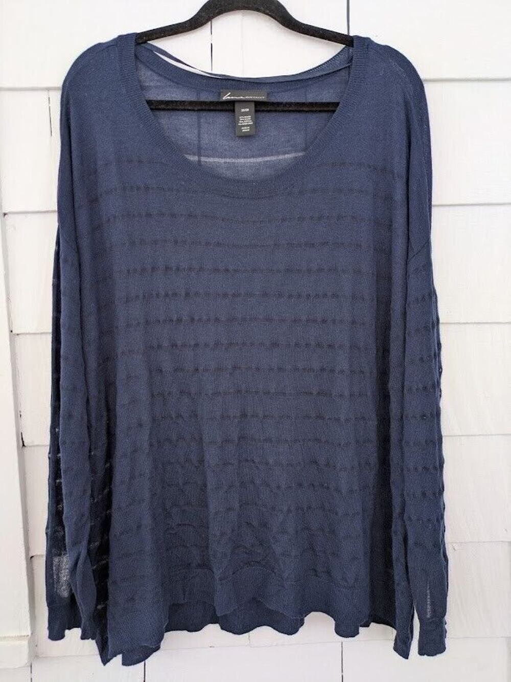 Lane Bryant Women's Sz 26/28 Solid & Sheer Striped Long Sleeve Layering Sweater